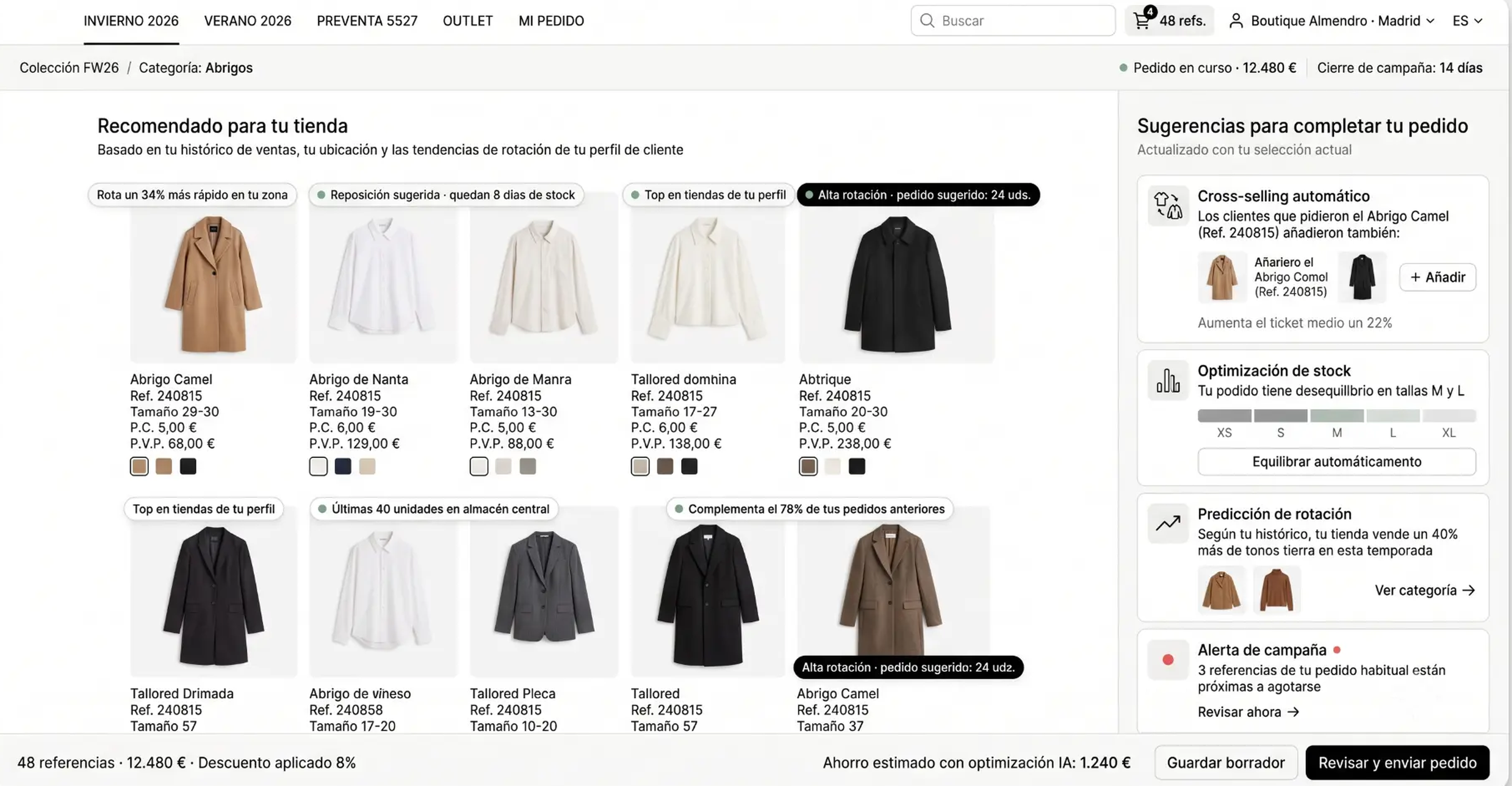 Portal B2B con recomendaciones de IA, cross-selling y optimización de stock
