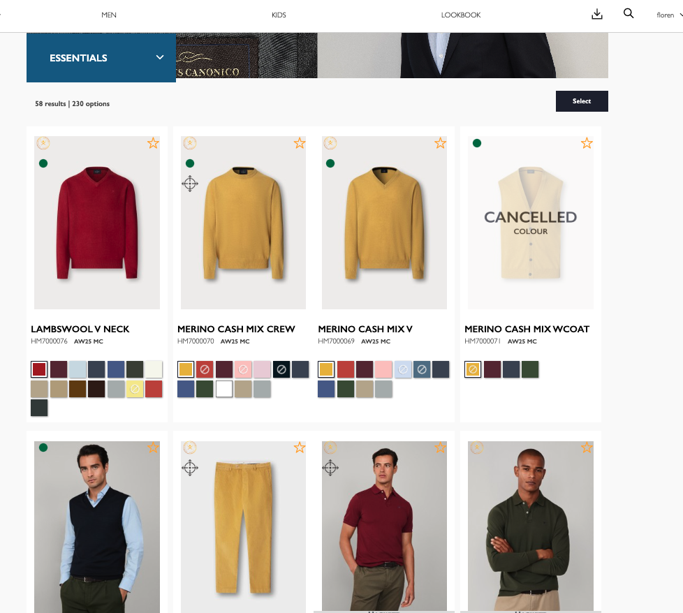 Linebook digital: catálogo B2B con fichas de producto y variantes de color